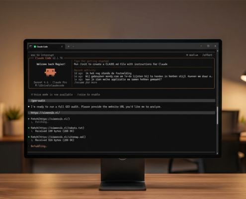 Computer met een terminalom te communiceren met de agents.