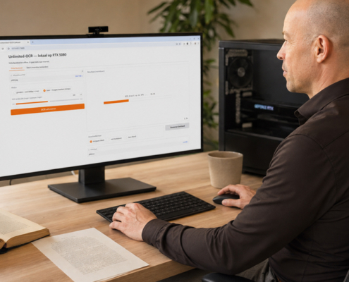 Computerscherm met mijn interface voor Unlimited OCR
