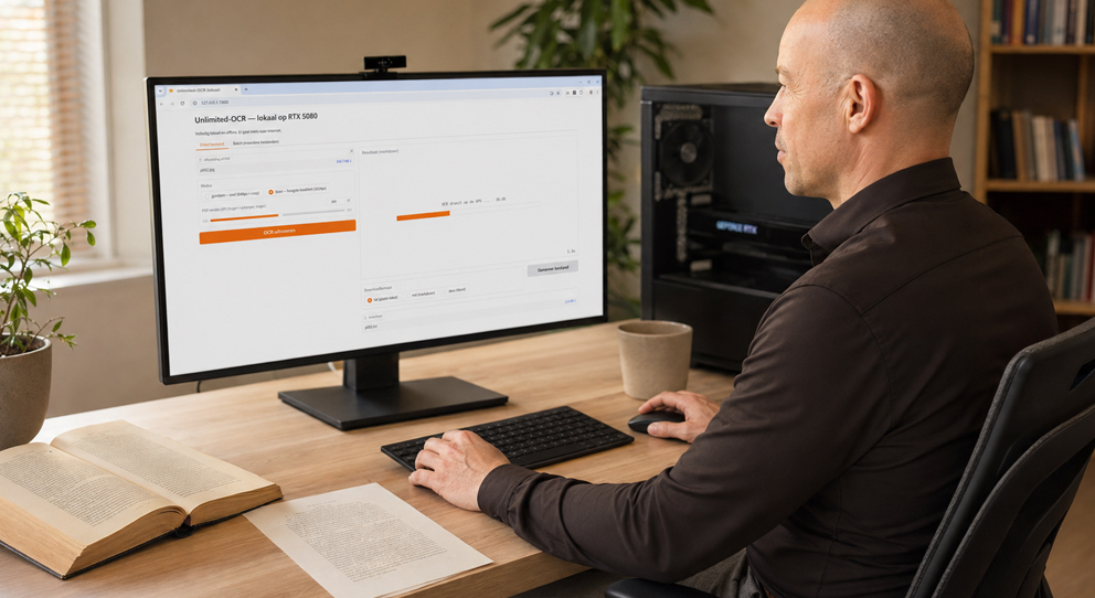 Computerscherm met mijn interface voor Unlimited OCR